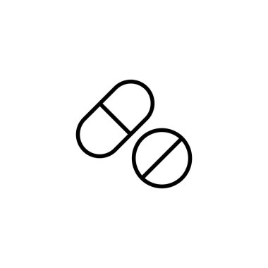 İlaç ikonu vektör illüstrasyonu. Kapsül simgesi. Uyuşturucu işareti ve sembol