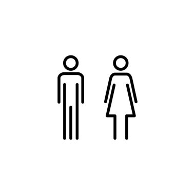 Erkek ve kadın ikon vektör çizimi. Erkek ve dişi işareti ve sembol. Kızlar ve oğlanlar