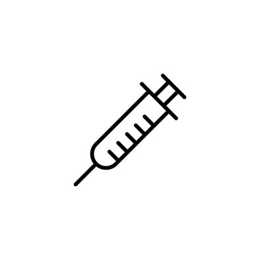 Şırınga ikonu vektör çizimi. İğne işareti ve sembol. Aşı simgesi