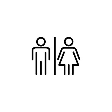 Tuvalet ikonu vektör illüstrasyonu. Kızlar ve erkekler tuvaletleri imzalar ve simgeler. Banyo tabelası. wc, tuvalet