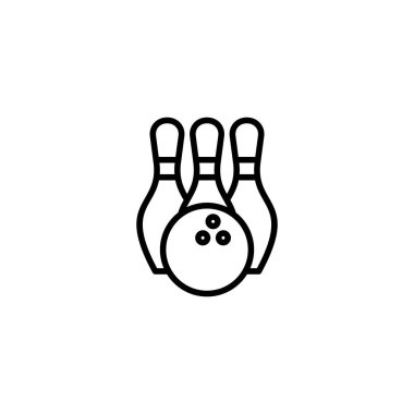 Bowling ikonu vektör illüstrasyonu. Bowling topu, iğne işareti ve sembol.