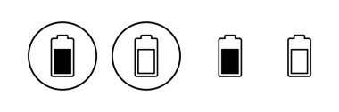 Batarya ikonu vektör çizimi. Pil şarj işareti ve sembol. pil şarj seviyesi