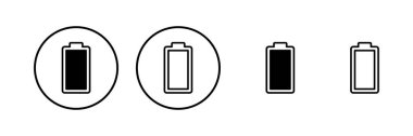 Batarya ikonu vektör çizimi. Pil şarj işareti ve sembol. pil şarj seviyesi