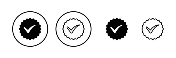 Illustration Vectorielle Icônes Approuvée Icône Médaille Certifiée Coche — Image vectorielle