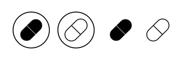 Comprimidos Ícone Ilustração Vetorial Ícone Cápsula Sinal Símbolo Droga — Vetor de Stock