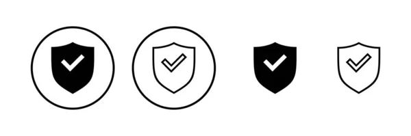 Ilustração Vetor Ícone Marca Verificação Escudo Assinatura Aprovação Proteção Ícone — Vetor de Stock