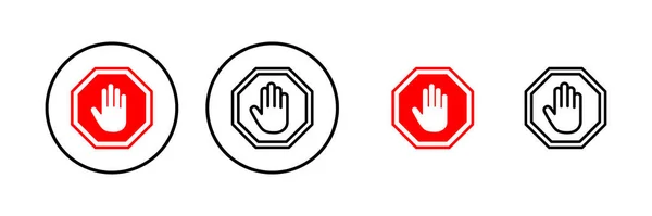 stock vector Stop icon vector illustration. stop road sign. hand stop sign and symbol. Do not enter stop red sign with hand