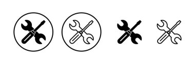 Onarım araçları ikon vektör illüstrasyonu. araç işareti ve sembol. Simge ayarlanıyor. İngiliz anahtarı ve tornavida. Servis