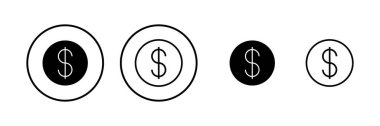 Para ikonu vektör illüstrasyonu. Para işareti ve sembol
