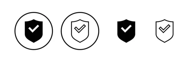 Bouclier Cocher Icône Vectoriel Illustration Protection Approuver Signe Icône Assurance — Image vectorielle