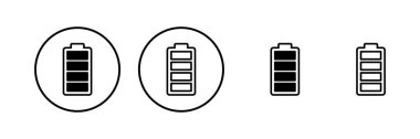 Batarya ikonu vektör çizimi. Pil şarj işareti ve sembol. pil şarj seviyesi