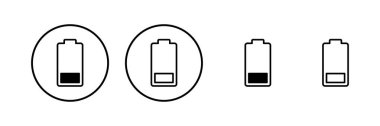 Batarya ikonu vektör çizimi. Pil şarj işareti ve sembol. pil şarj seviyesi