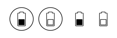 Batarya ikonu vektör çizimi. Pil şarj işareti ve sembol. pil şarj seviyesi