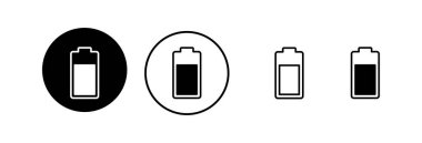 Batarya ikonu vektör çizimi. Pil şarj işareti ve sembol. pil şarj seviyesi