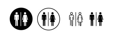 Tuvalet ikonu vektör illüstrasyonu. Kızlar ve erkekler tuvaletleri imzalar ve simgeler. Banyo tabelası. wc, tuvalet