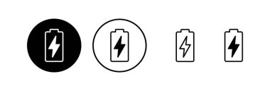 Batarya ikonu vektör çizimi. Pil şarj işareti ve sembol. pil şarj seviyesi