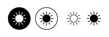 Güneş ikonu vektör illüstrasyonu. Parlaklık işareti ve sembol.