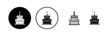 Kek simgesi vektör illüstrasyonu. Pasta işareti ve sembol. Doğum günü pastası simgesi