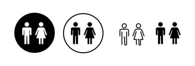 Erkek ve kadın ikon vektör çizimi. Erkek ve dişi işareti ve sembol. Kızlar ve oğlanlar