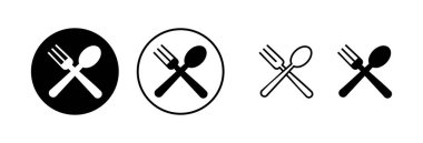 kaşık ve çatal ikonu vektör çizimi. kaşık, çatal ve bıçak ikonu vektörü. Restoran işareti ve sembolü