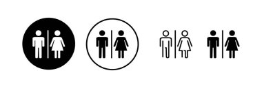 Tuvalet ikonu vektör illüstrasyonu. Kızlar ve erkekler tuvaletleri imzalar ve simgeler. Banyo tabelası. wc, tuvalet