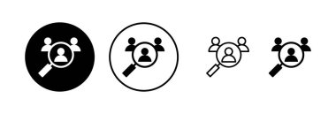 Simge vektör illüstrasyonu işe alınıyor. Arama işi boşluk işareti ve sembol. İnsan kaynakları konsepti. İşe alım.