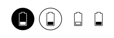 Batarya ikonu vektör çizimi. Pil şarj işareti ve sembol. pil şarj seviyesi