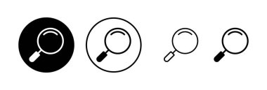 Arama simgesi vektör illüstrasyonu. Büyüteç işareti ve sembolü ara