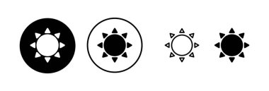 Güneş ikonu vektör illüstrasyonu. Parlaklık işareti ve sembol.