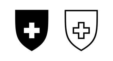 Sağlık sigortası ikonu vektör illüstrasyonu. Sigorta belgesi imzası ve sembolü