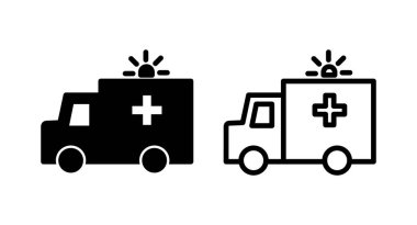 Ambulans simgesi vektör illüstrasyonu. Ambulans kamyonu işareti ve sembol. Ambulans arabası