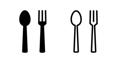 kaşık ve çatal ikonu vektör çizimi. kaşık, çatal ve bıçak ikonu vektörü. Restoran işareti ve sembolü