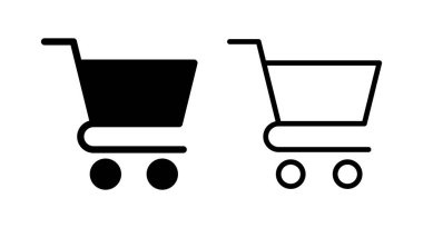 Alışveriş ikonu vektör illüstrasyonu. Alışveriş arabası işareti ve sembol. Trolley simgesi