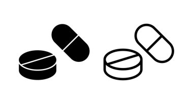 İlaç ikonu vektör illüstrasyonu. Kapsül simgesi. Uyuşturucu işareti ve sembol