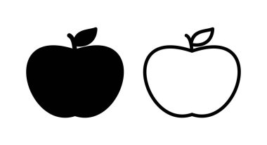 Elma ikonu vektör illüstrasyonu. Web tasarımı için elma işareti ve semboller.