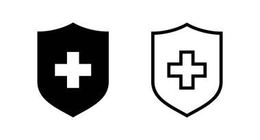Sağlık sigortası ikonu vektör illüstrasyonu. Sigorta belgesi imzası ve sembolü