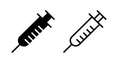 Şırınga ikonu vektör çizimi. İğne işareti ve sembol. Aşı simgesi