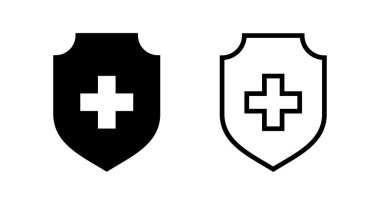 Sağlık sigortası ikonu vektör illüstrasyonu. Sigorta belgesi imzası ve sembolü