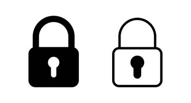 Simge vektör illüstrasyonunu kilitle. Asma kilit işareti ve sembol. Şifreleme simgesi. Güvenlik sembolü