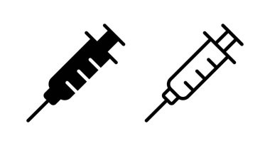 Şırınga ikonu vektör çizimi. İğne işareti ve sembol. Aşı simgesi