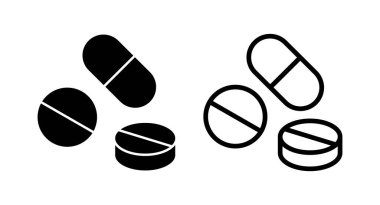 İlaç ikonu vektör illüstrasyonu. Kapsül simgesi. Uyuşturucu işareti ve sembol
