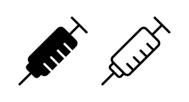 Şırınga ikonu vektör çizimi. İğne işareti ve sembol. Aşı simgesi