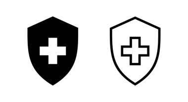 Sağlık sigortası ikonu vektör illüstrasyonu. Sigorta belgesi imzası ve sembolü