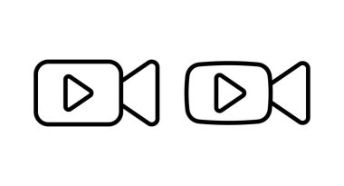 Video ikonu vektör illüstrasyonu. Video kamera işareti ve sembol. Film tabelası. Sinema