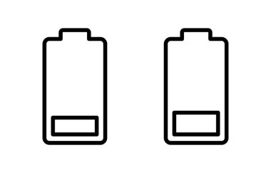 Batarya ikonu vektör çizimi. Pil şarj işareti ve sembol. pil şarj seviyesi