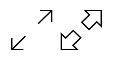 Tam Ekran Simgesi vektör illüstrasyonu. Tam ekran işareti ve simgeye genişlet. Oklar sembolü