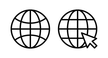 Web simgesi vektör illüstrasyonu. Web tabelalarına ve sembollere git. Web tıklama simgesi. Genel arama simgesi