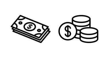Para ikonu vektör illüstrasyonu. Para işareti ve sembol