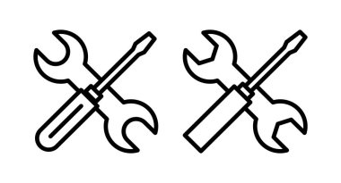 Onarım araçları ikon vektör illüstrasyonu. araç işareti ve sembol. Simge ayarlanıyor. İngiliz anahtarı ve tornavida. Servis