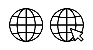 Web simgesi vektör illüstrasyonu. Web tabelalarına ve sembollere git. Web tıklama simgesi. Genel arama simgesi